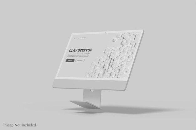 Floating clay desktop mockup design