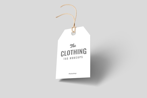 Floating clothing tag mockup front view