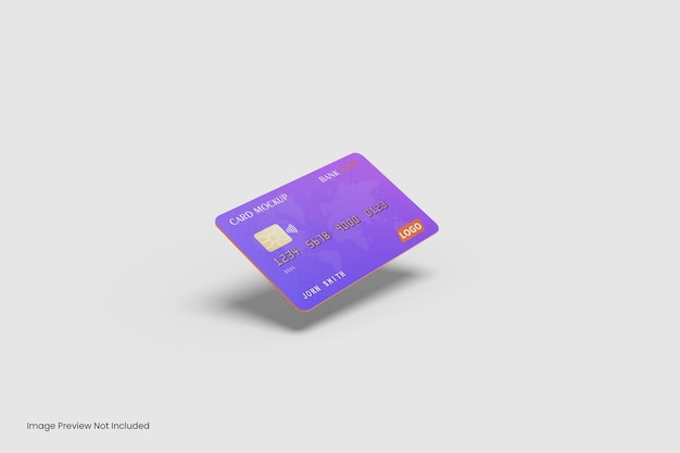 PSD floating credit card mockup design 3d rendering