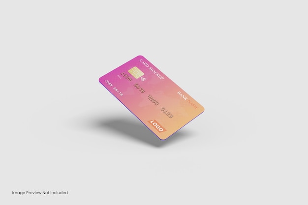 Rendering 3d di progettazione di mockup di carta di credito galleggiante