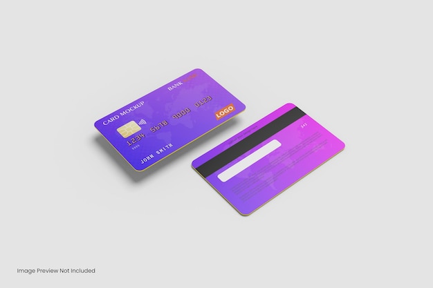 PSD floating credit card mockup design 3d rendering