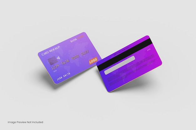 Rendering 3d di progettazione di mockup di carta di credito galleggiante