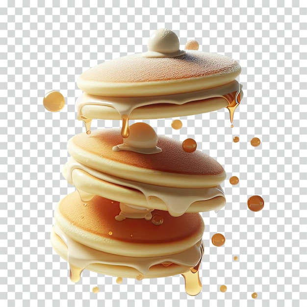 Pancake soffici galleggianti sfondo trasparente