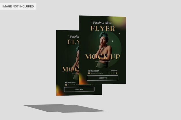 PSD floating flyer poster mockup series 4