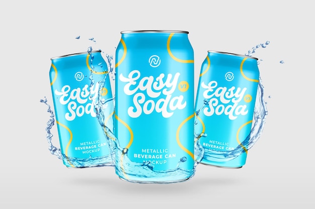 PSD floating fresh drink  mockup with water splash