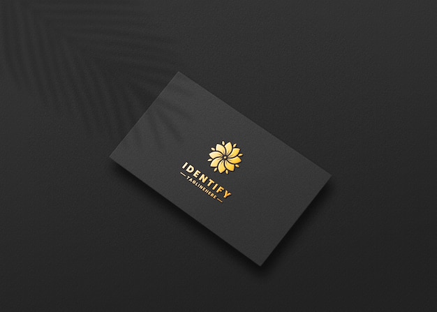 floating gold logo mockup with black perspective card