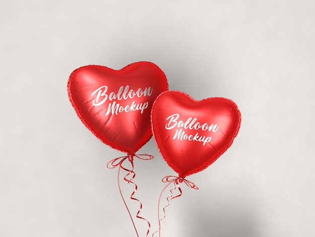 PSD mockup di palloncino a foglio di cuore galleggiante