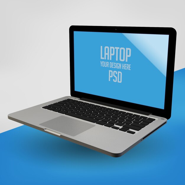 Laptop galleggiante mock up premium psd