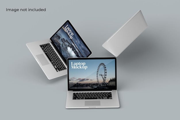 Floating laptop mockup