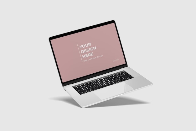 Mockup di laptop galleggiante