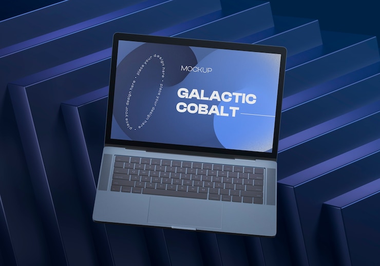 PSD floating laptop screen mockup