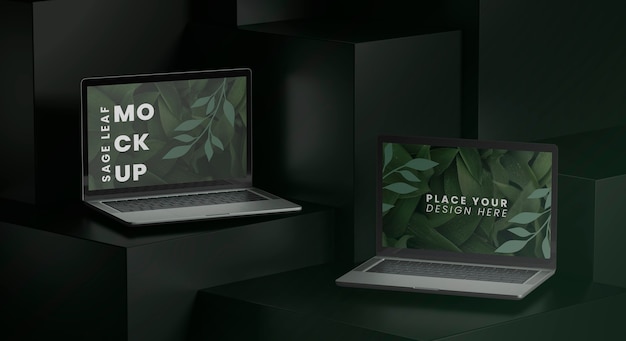 PSD floating laptop screen mockup