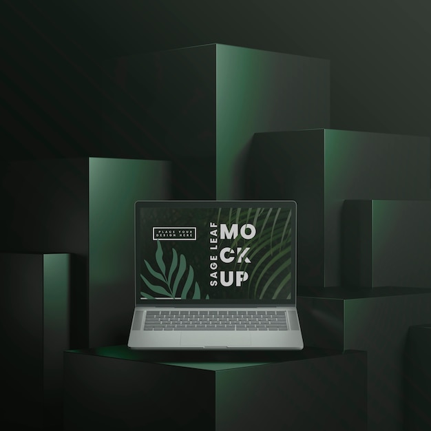 PSD floating laptop screen mockup