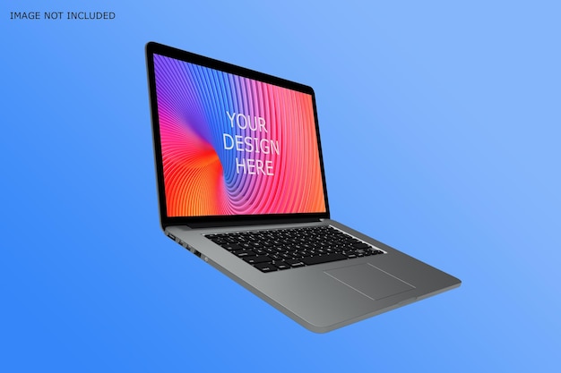 PSD floating laptop screen mockup