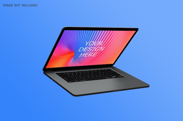 PSD floating laptop screen mockup