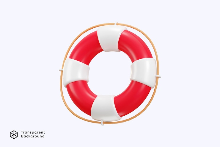 PSD floating lifebuoy icon 3d rendering vector illustration
