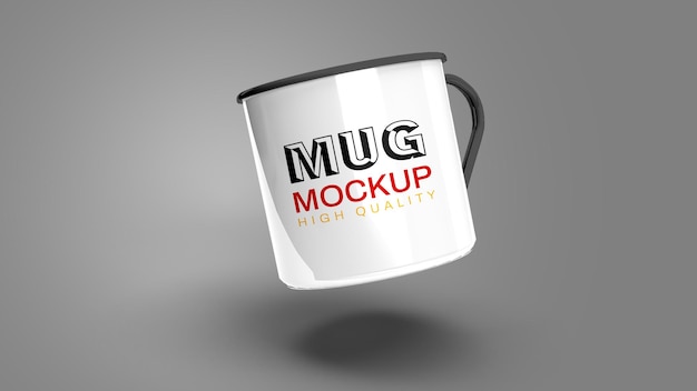 PSD floating metallic mug mockup