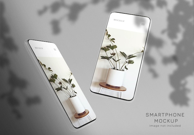 Floating minimalist smartphone mockup design template