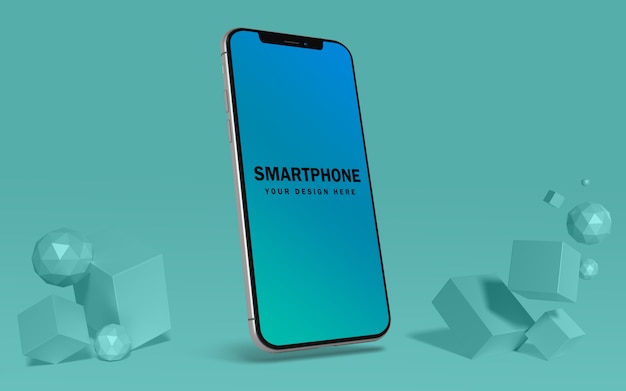 Floating mobile phone screen mockup template free psd
