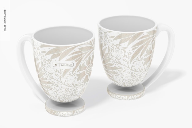 Floating mugs mockup, perspective