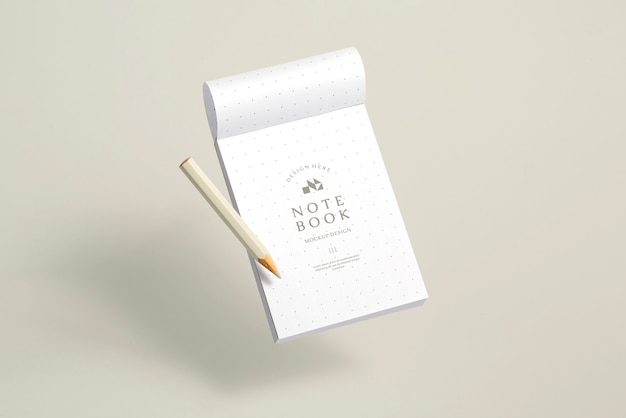 PSD floating notebook mockup design