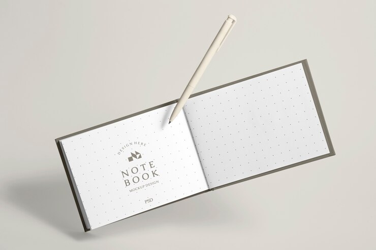 PSD floating notebook mockup design
