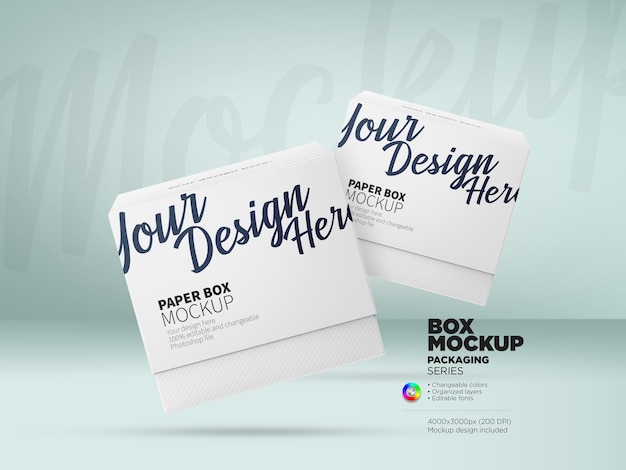 Floating paper box mockup