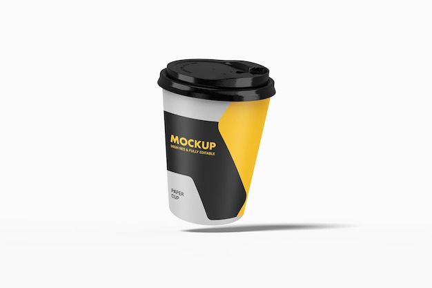 Mockup di tazza di carta galleggiante