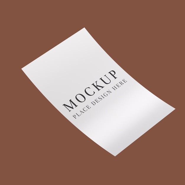 Floating Paper Mockup op bruine achtergrond Minimalistisch ontwerp sjabloon