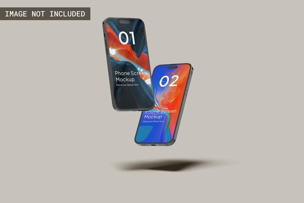 PSD mockup dello schermo del telefono mobile, uno in alto e uno in basso