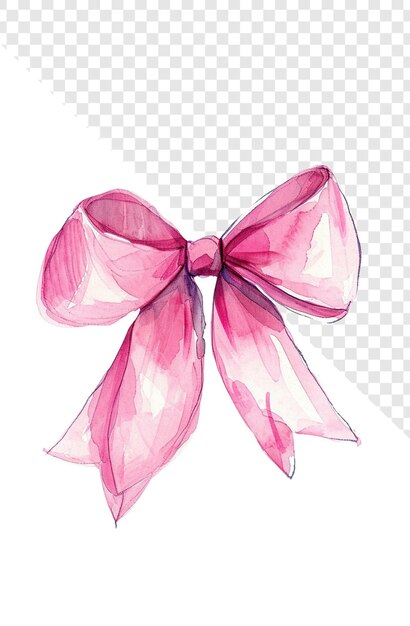 PSD floating pink bow watercolor girly art style