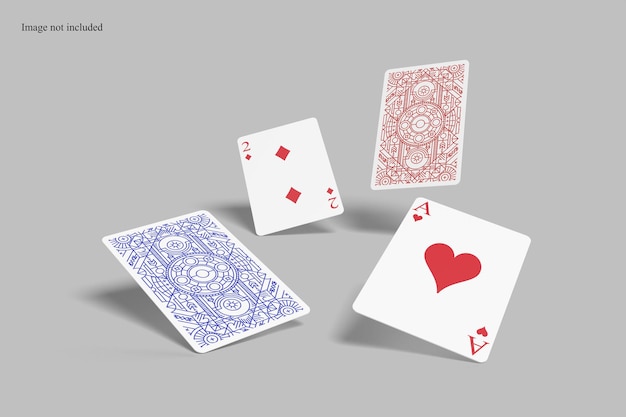 PSD mockup di carte da poker galleggianti per mostrare il tuo design ai clienti