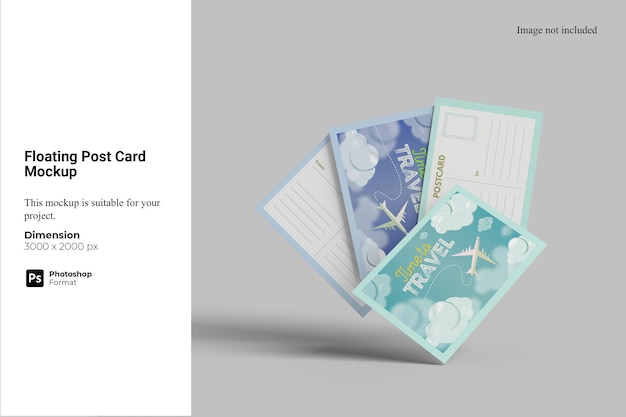 フローティングポストカードモックアップ