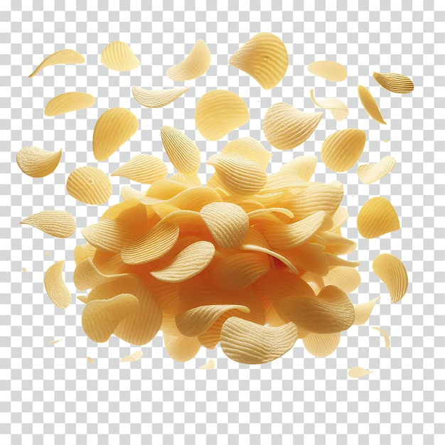 PSD floating potato chips transparent background