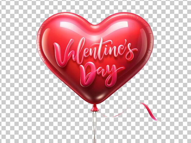 PSD floating red balloon with heart shape and golden message to celebrate a happy valentines day