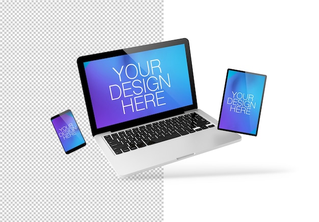 Floating responsive devices mockup