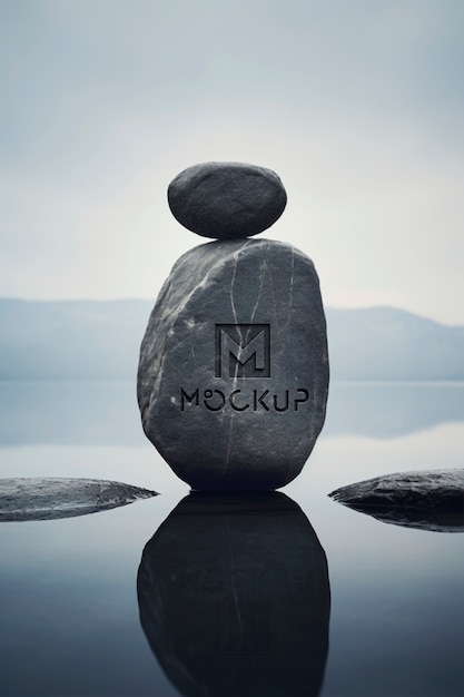 Floating rock  logo design mockup