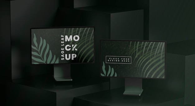 PSD floating screens mockup