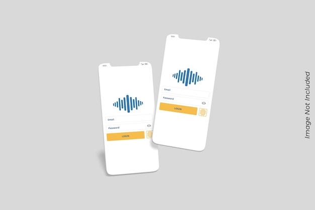 UI UX 앱 프레젠테이션 모형을위한 플로팅 스마트 폰 화면