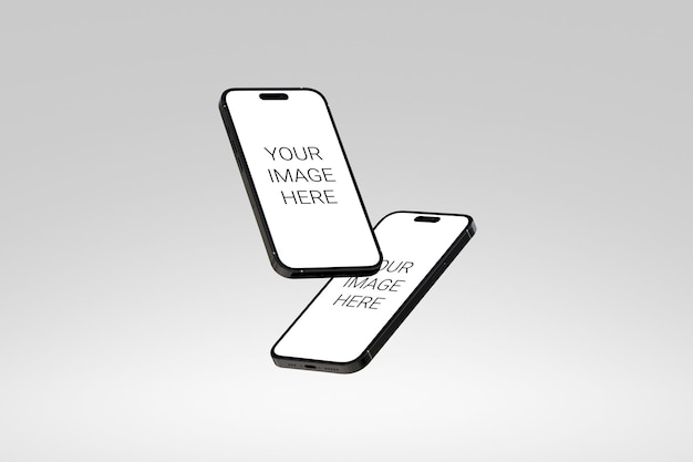 アプリとUIUXプレゼンテーションのためのフローティングスマートフォンモックアップ