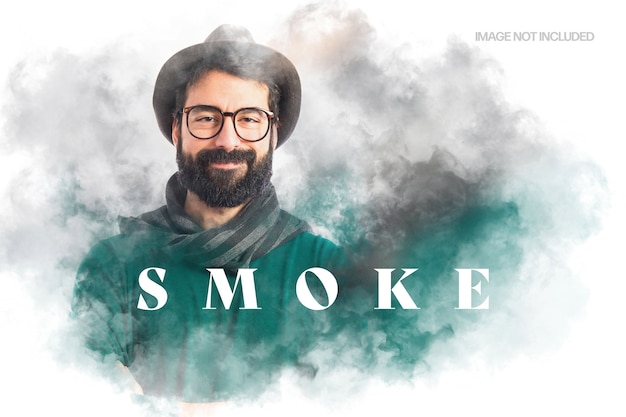 PSD floating smoke photo effect template