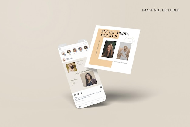 Mockup di social media mobile per mostrare il tuo design ai clienti