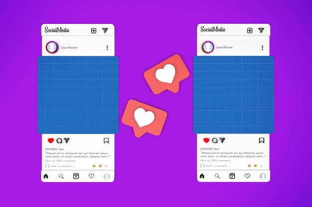 Mockup di schermata di social media mobile