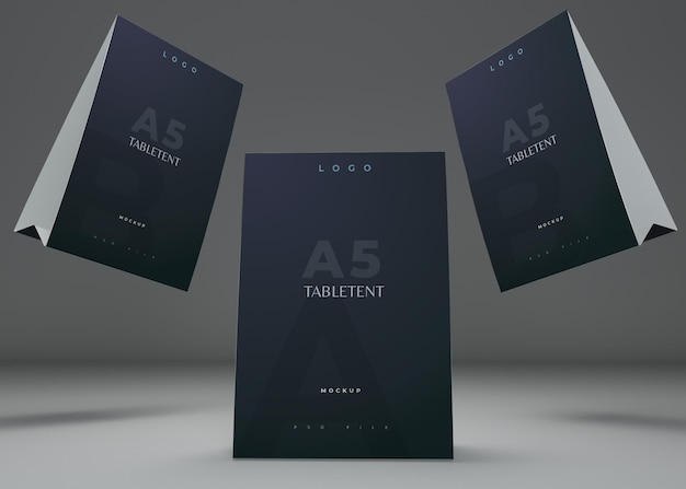 Floating stand tabletent card mockup