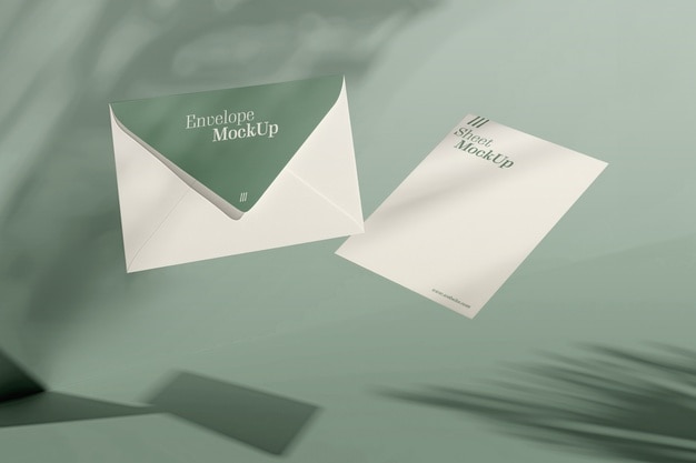 floating stationery elements mockup
