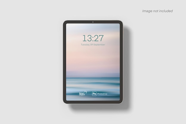 Vista dall'alto del mockup della tavoletta mobile