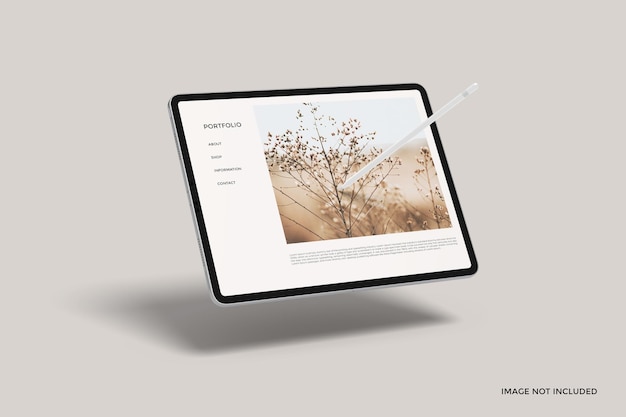 Mockup di tablet galleggiante