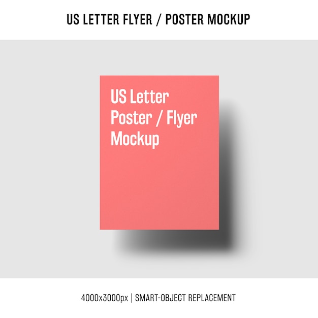 floating us letter flyer or poster mockup