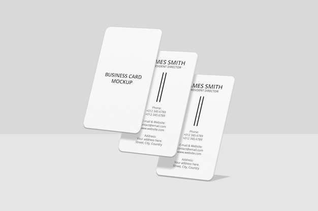 Floating vertical business card mockup design