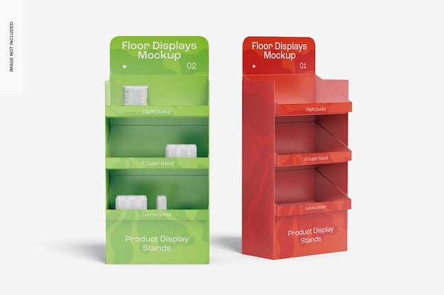 floor displays mockup, front view